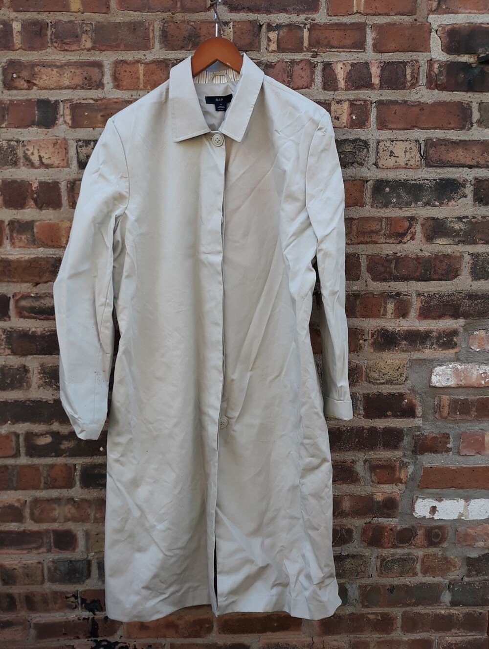 Gap Trench Coat Womens XL Beige Tan Long Jacket New Old Stock Flawed As Is